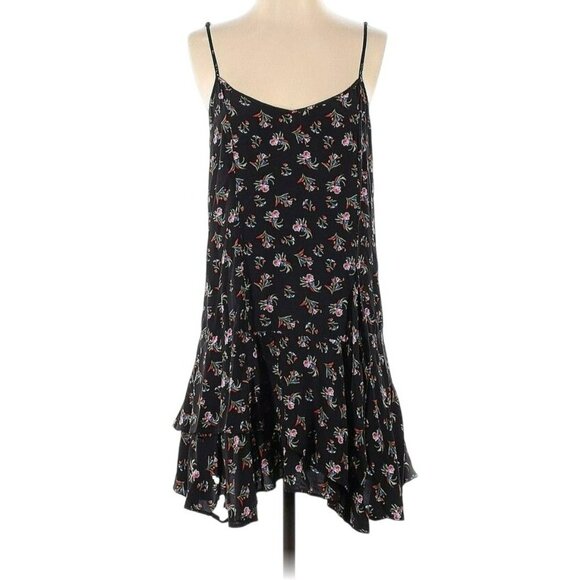 Thakoon Collective Women Black Multicolor Floral Mini Slip Dress Size 6 Pullover - Picture 1 of 6